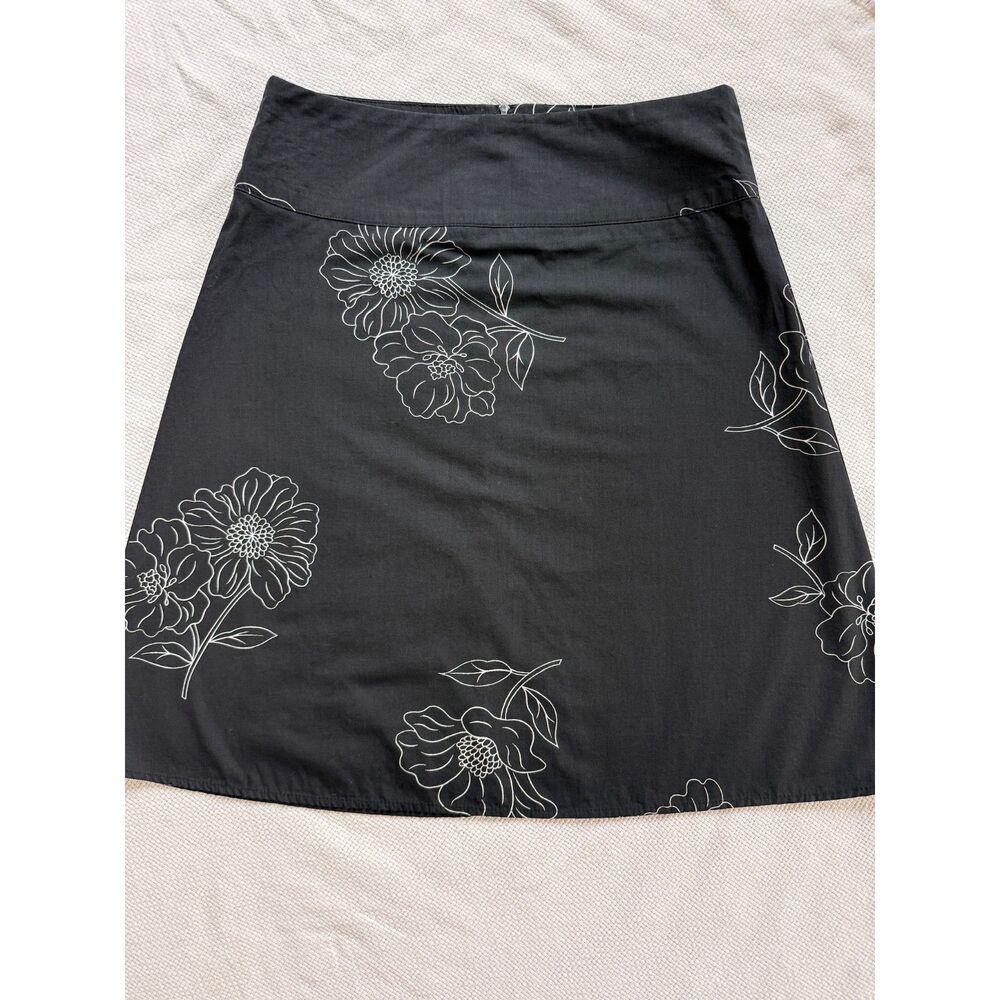 Vintage 90s Tracy Evans Black Floral A-Line Skirt - Size 5 Y2K